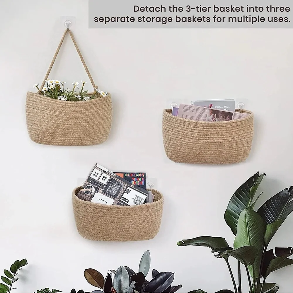 Sale - 3 layers hanging Cotton storage baskets